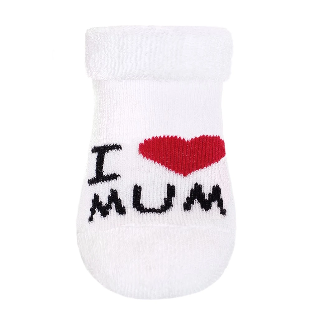 Kojenecké froté ponožky New Baby bílé I Love Mum and Dad, vel. 62 (3-6m)