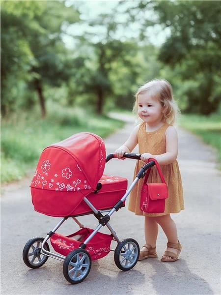 Dětský kočárek pro panenky 2v1 New Baby Monika červený