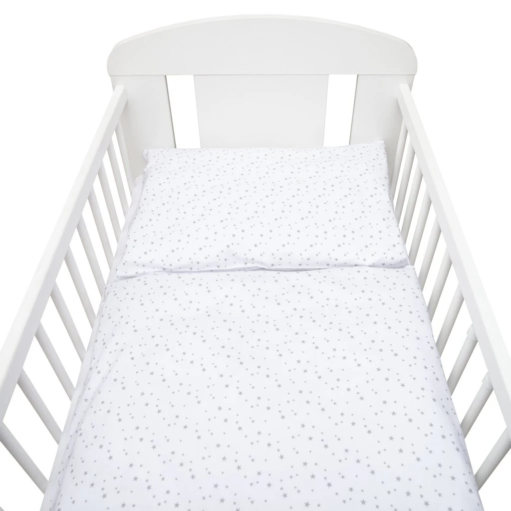 3-dílné ložní povlečení New Baby 90/120 cm bílé šedé hvězdičky