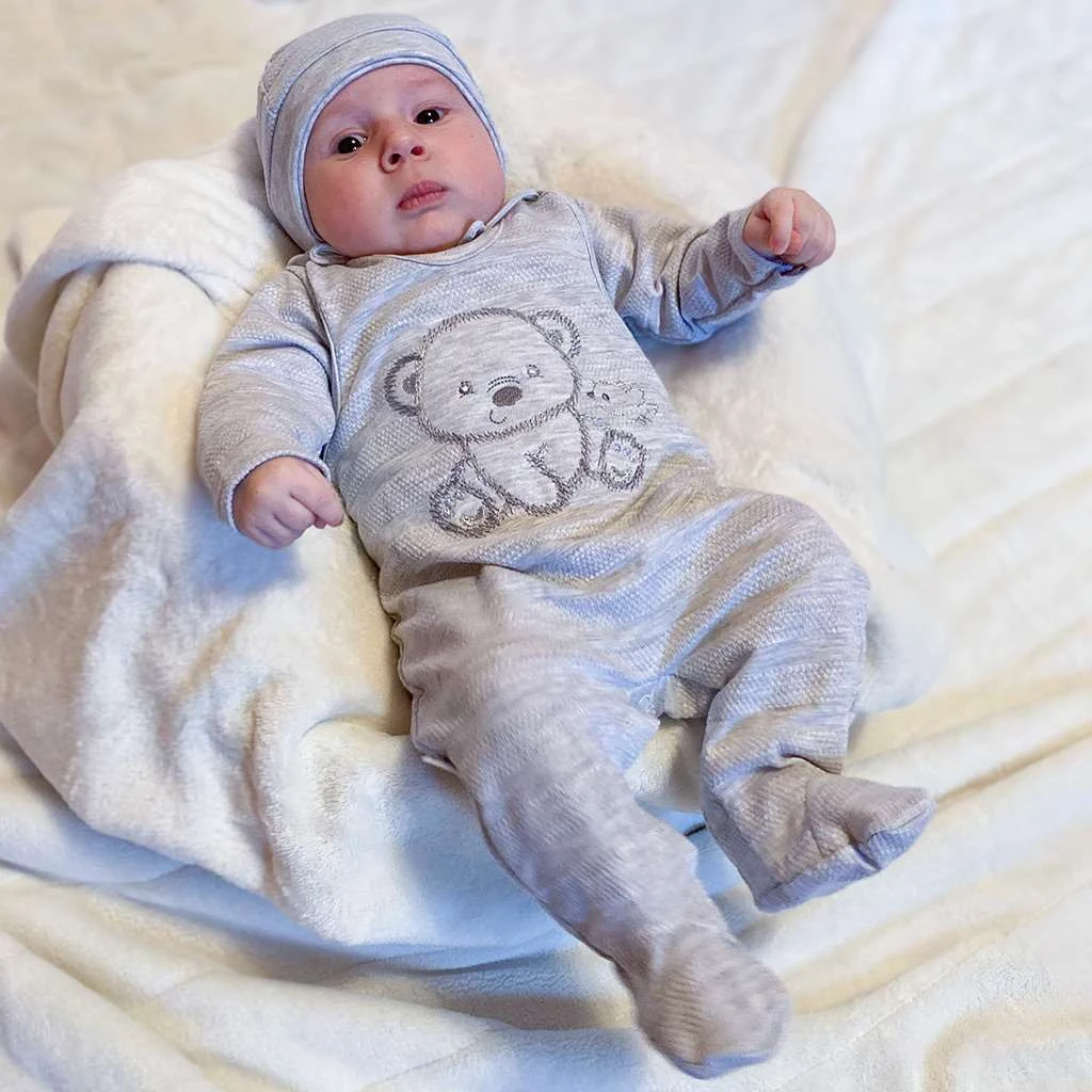 Kojenecká soupravička do porodnice New Baby Sweet Bear bílá, vel. 62 (3-6m)