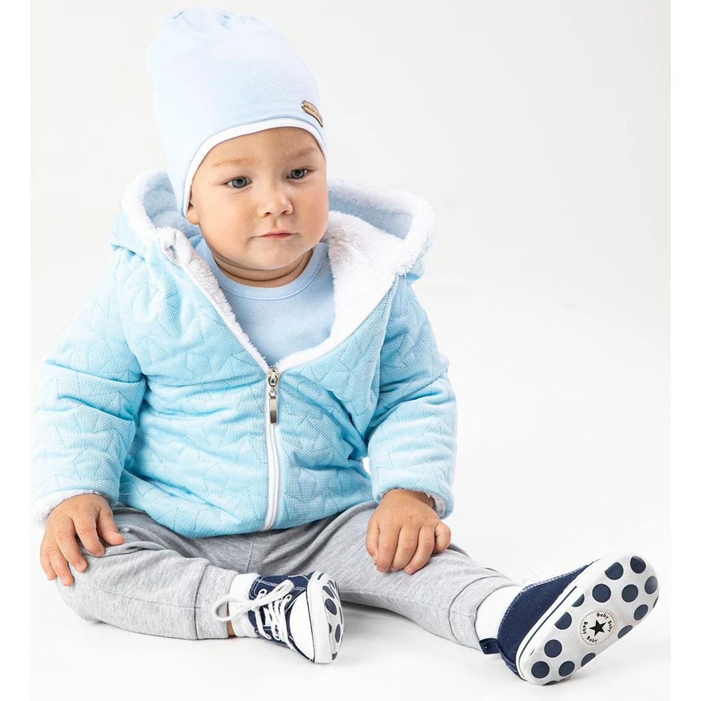 Zimní kojenecký kabátek s čepičkou Nicol Kids Winter modrý, vel. 56 (0-3m)