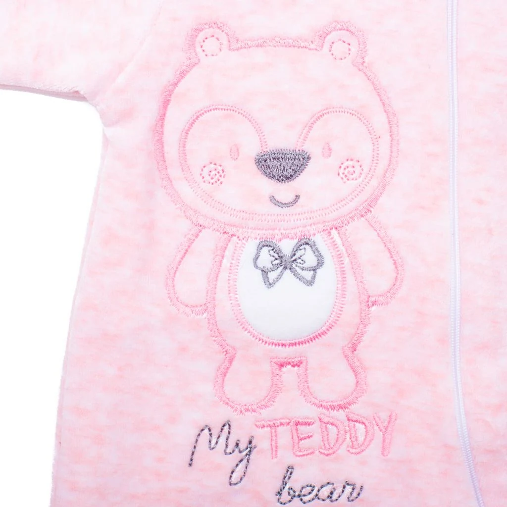 Kojenecký semiškový overal s kapucí New Baby Sweetheart růžový, vel. 74 (6-9m)