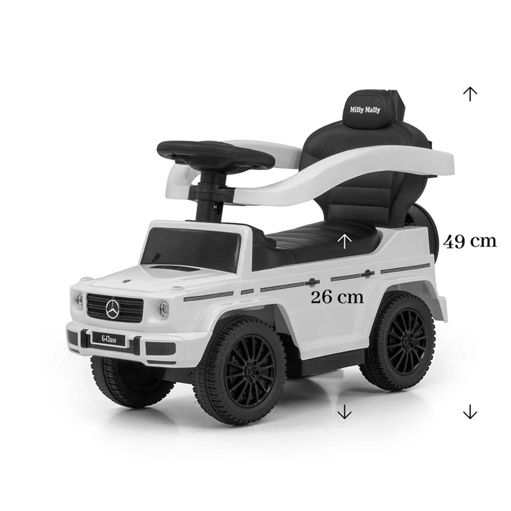 Odrážedlo s vodící tyčí MERCEDES G350d Milly Mally bílé