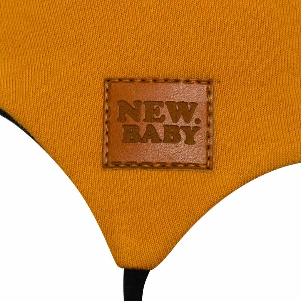 Kojenecká bavlněná čepička s oušky New Baby Favorite hnědá, vel. 68 (4-6m)