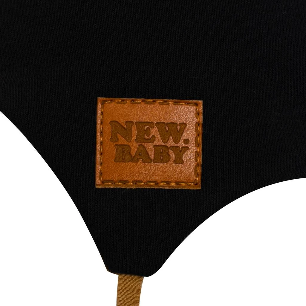 Kojenecká bavlněná čepička s oušky New Baby Favorite černá, vel. 62 (3-6m)