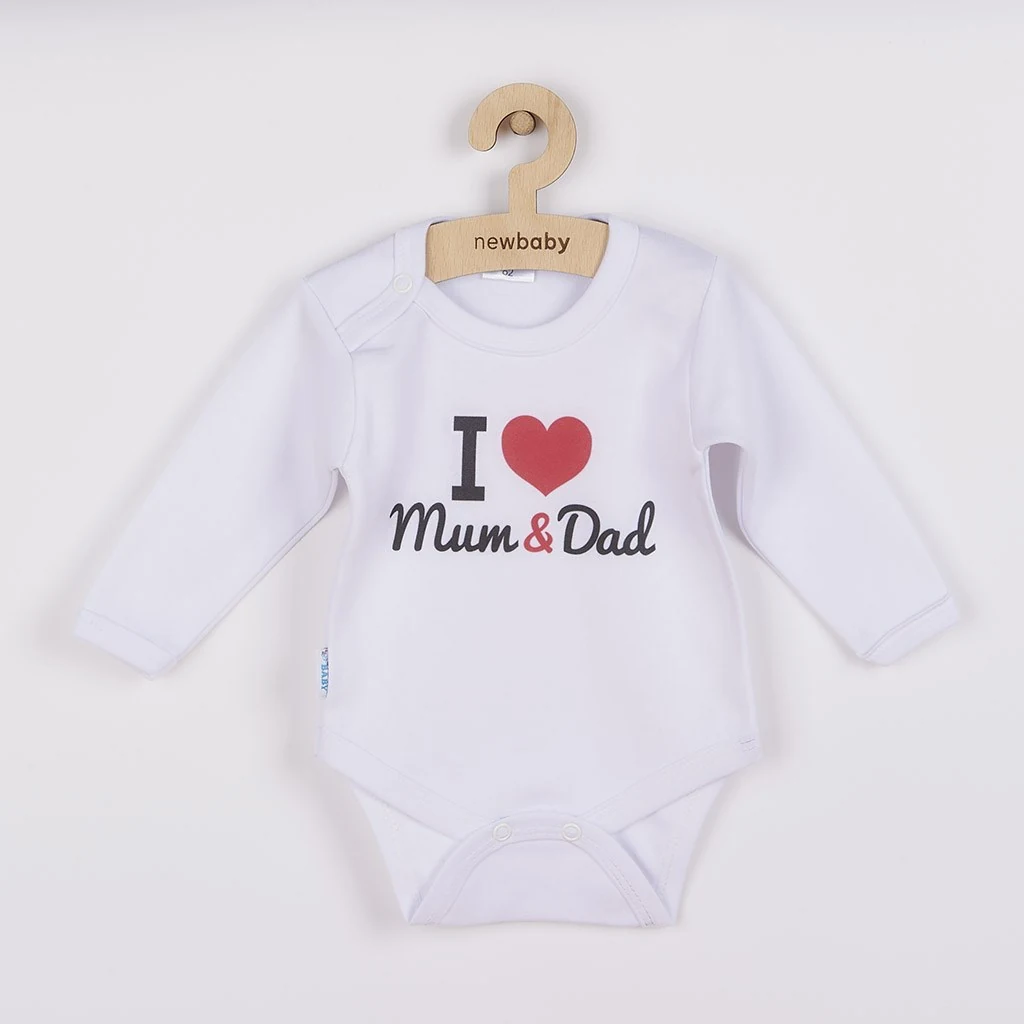 Body s potiskem New Baby I Love Mum and Dad - dárkové balení, vel. 80 (9-12m)