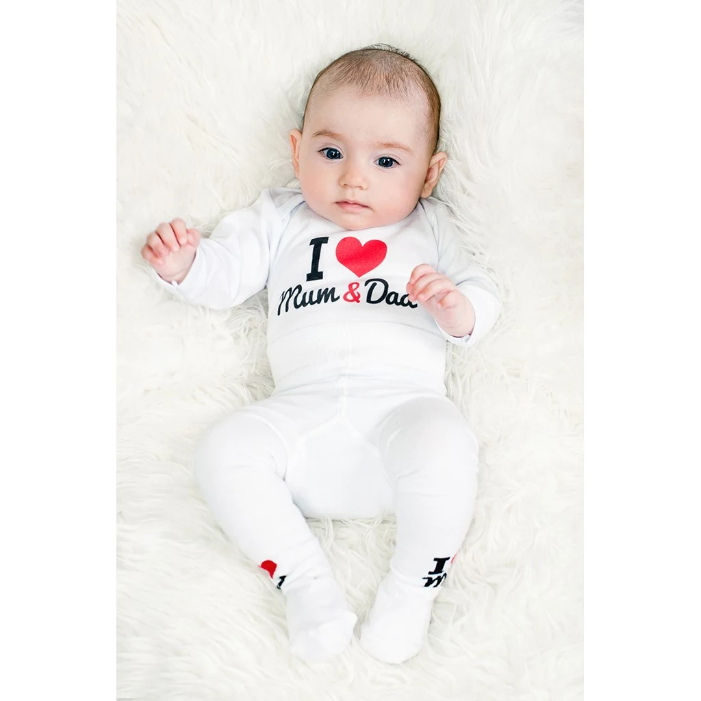 Body s potiskem New Baby I Love Mum and Dad - dárkové balení, vel. 80 (9-12m)