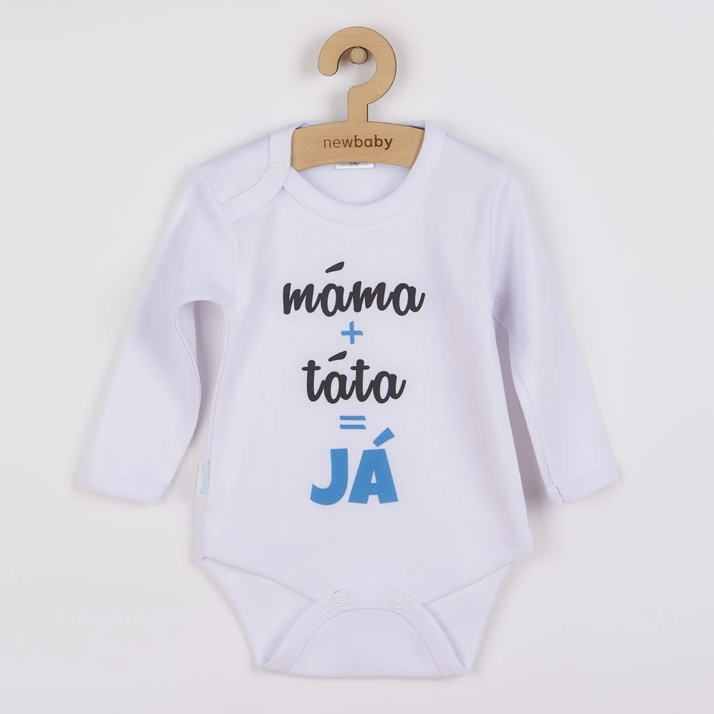 Body s potiskem New Baby máma plus táta rovná se JÁ - dárkové balení, vel. 86 (12-18m)