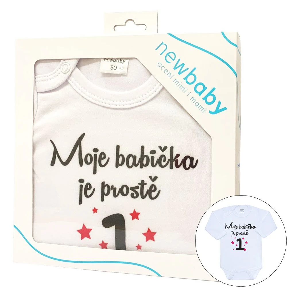 Body s potiskem New Baby Moje babička je prostě jednička - dárkové balení, vel. 50