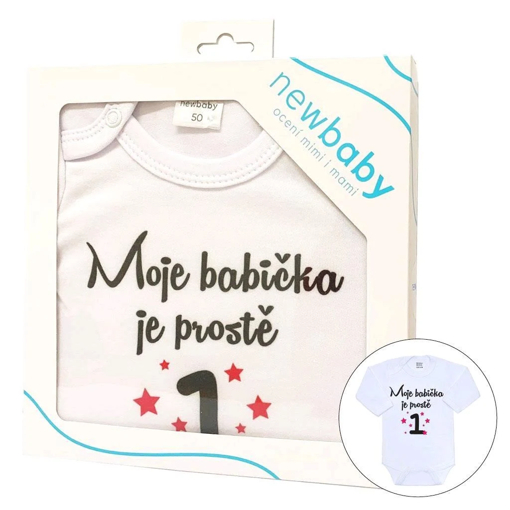Body s potiskem New Baby Moje babička je prostě jednička - dárkové balení, vel. 86 (12-18m)