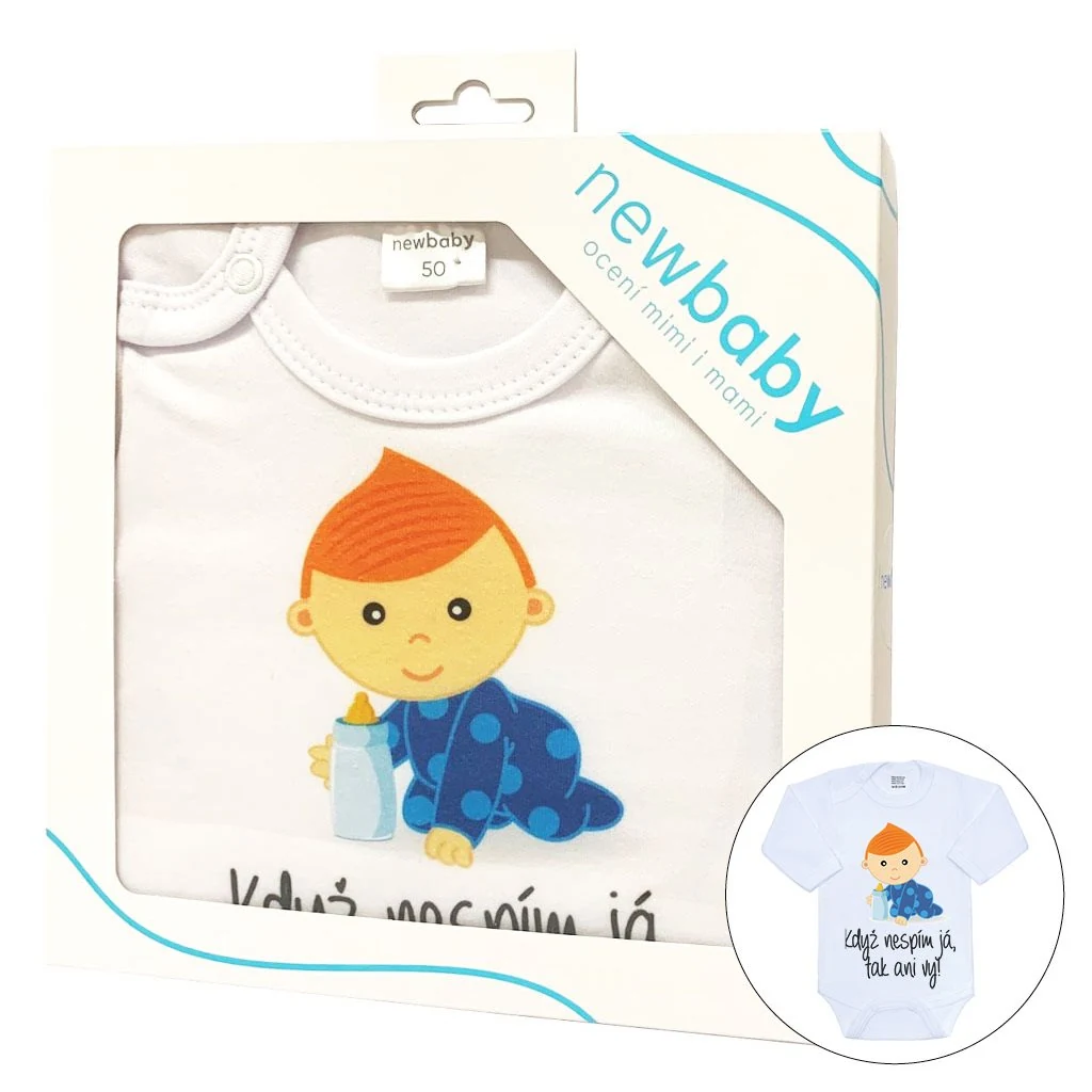 Body s potiskem New Baby Když nespím já, tak ani vy - dárkové balení, vel. 50