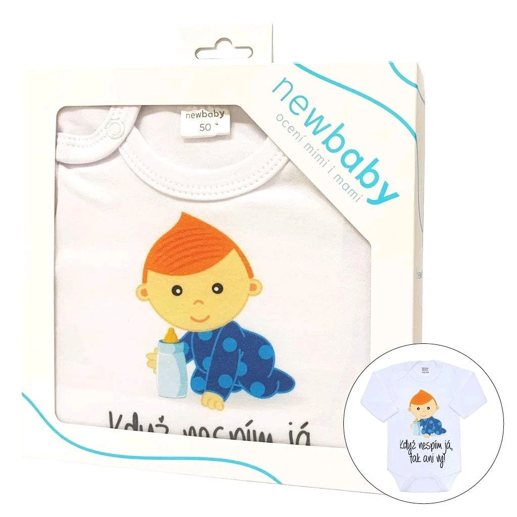 Body s potiskem New Baby Když nespím já, tak ani vy - dárkové balení, vel. 86 (12-18m)