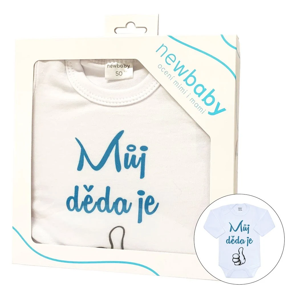 Body s potiskem New Baby Můj děda je jednička - dárkové balení, vel. 50