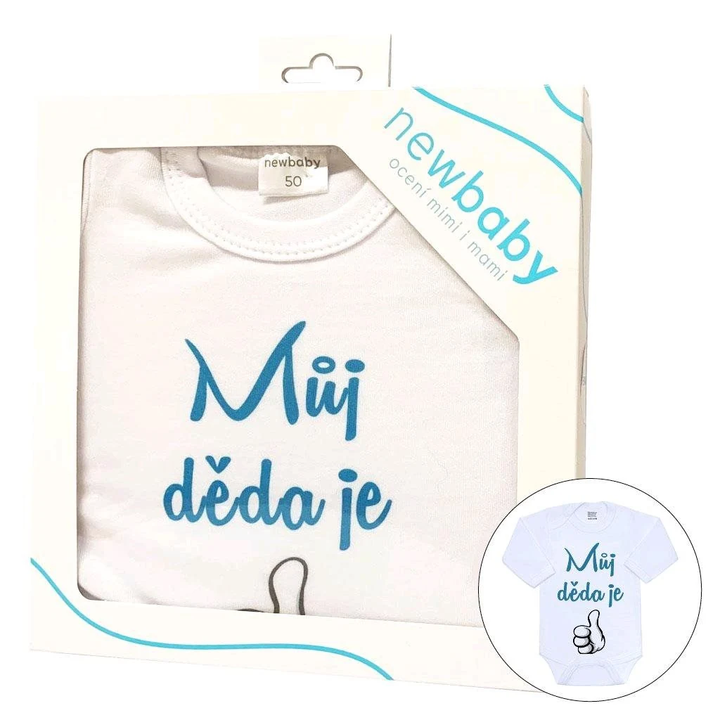 Body s potiskem New Baby Můj děda je jednička - dárkové balení, vel. 86 (12-18m)