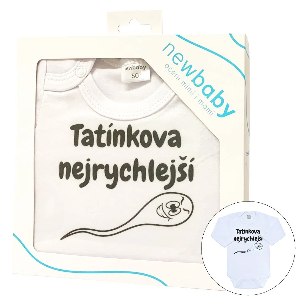 Body s potiskem New Baby Tatínkova nejrychlejší - dárkové balení, vel. 50
