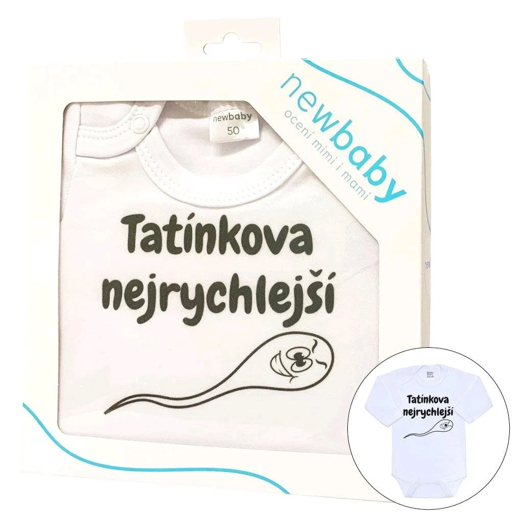 Body s potiskem New Baby Tatínkova nejrychlejší - dárkové balení, vel. 86 (12-18m)