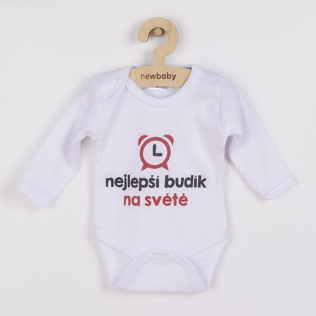 Body s potiskem New Baby nejlepší budík na světě - dárkové balení, vel. 50