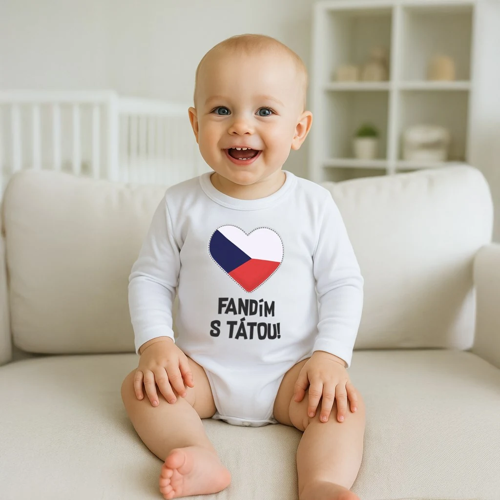 Body s potiskem New Baby Fandím s tátou - dárkové balení, vel. 50