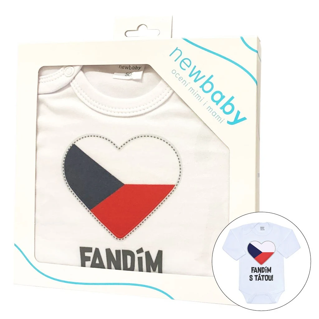 Body s potiskem New Baby Fandím s tátou - dárkové balení, vel. 50