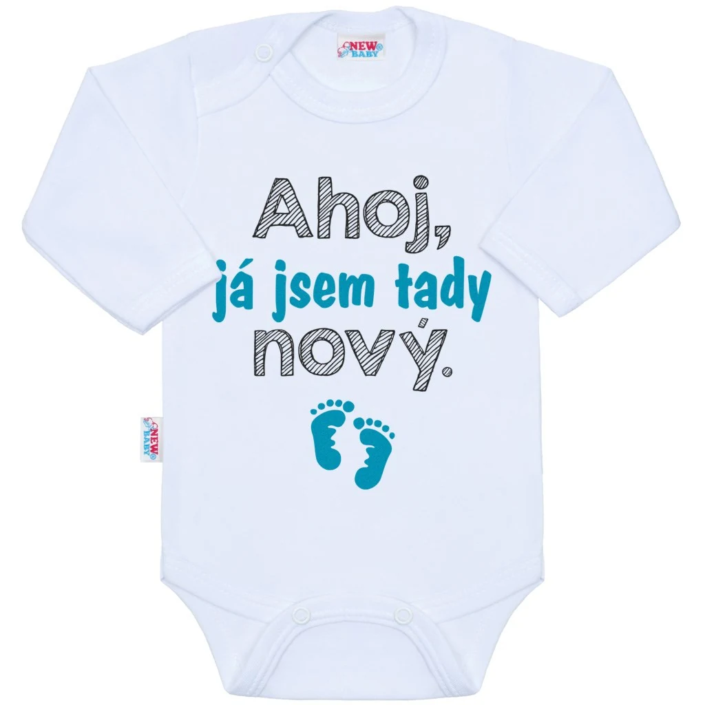 Body s potiskem New Baby Ahoj, já jsem tady nový - dárkové balení, vel. 50