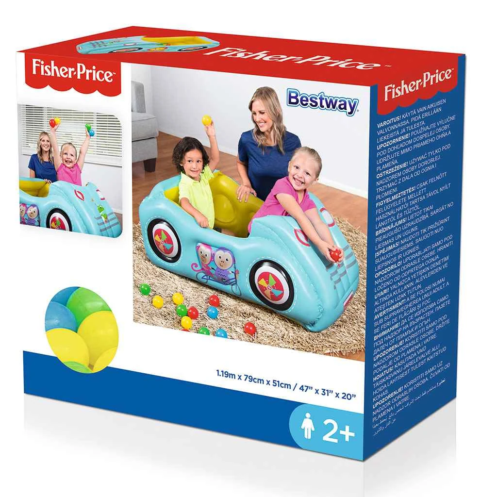 Dětské nafukovací autíčko Fisher-Price s míčky 119x79x51 cm
