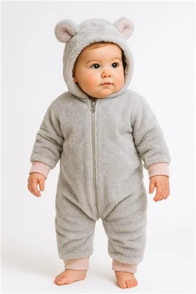 Luxusní dětský zimní overal New Baby Teddy bear šedo růžový, vel. 62 (3-6m)