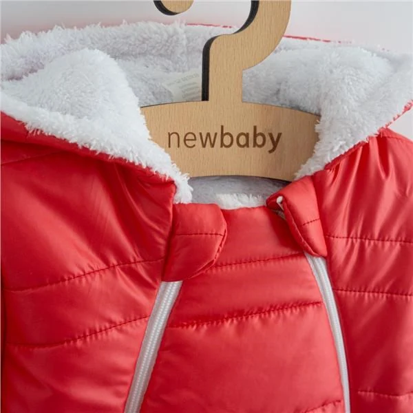 Zimní kojenecká kombinéza s kapucí a oušky New Baby Pumi red raspberry, vel. 68 (4-6m)