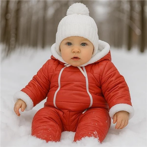 Zimní kojenecká kombinéza s kapucí a oušky New Baby Pumi red raspberry, vel. 68 (4-6m)