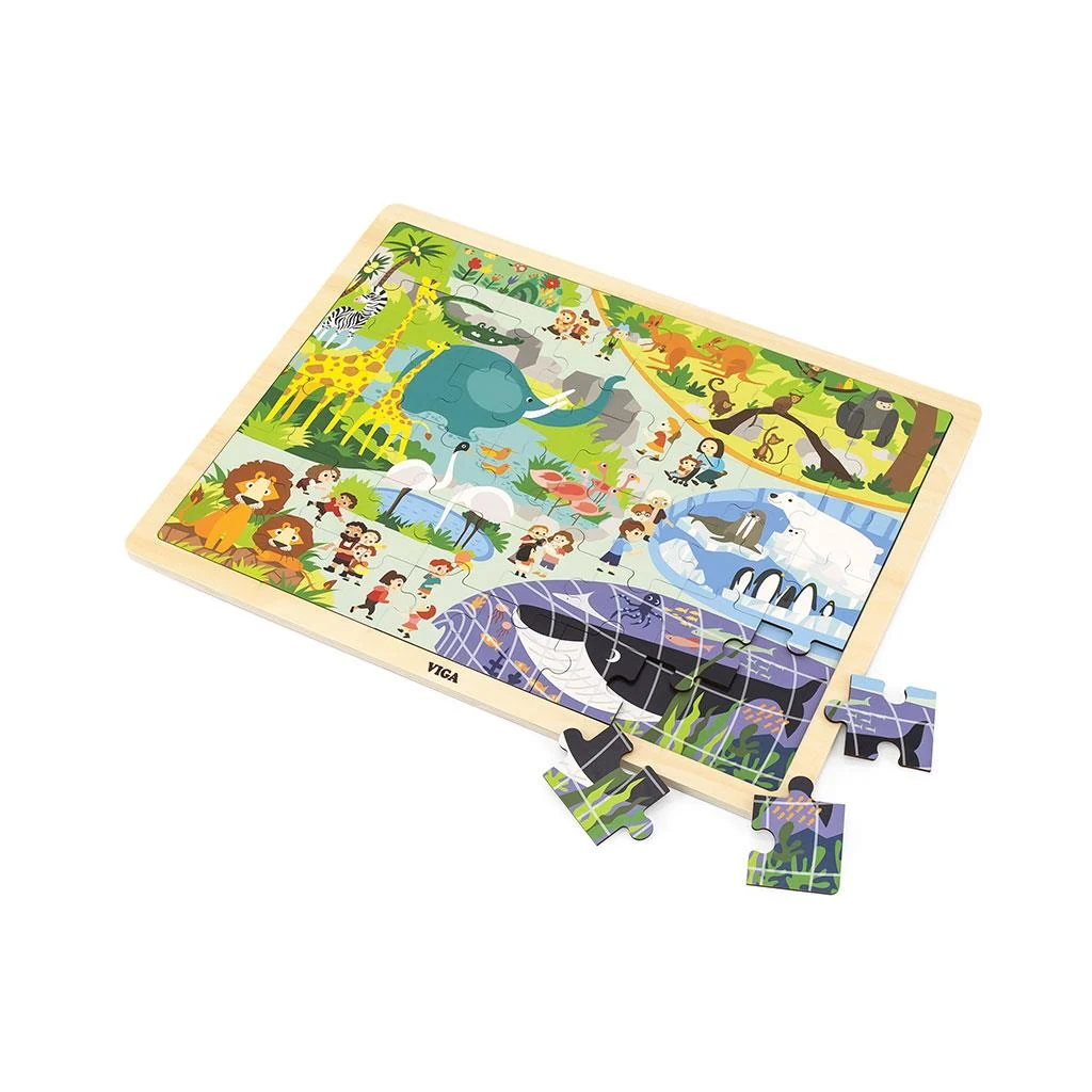 Dětské dřevěné puzzle Viga Zoo 48 dílků