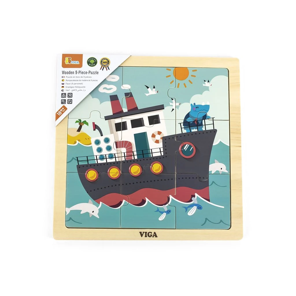 Dřevěné puzzle pro nejmenší Viga 9 ks Loď