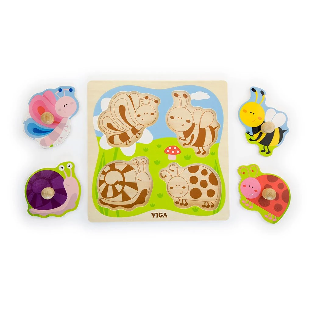 Dřevěné vkládací puzzle hmyz Viga