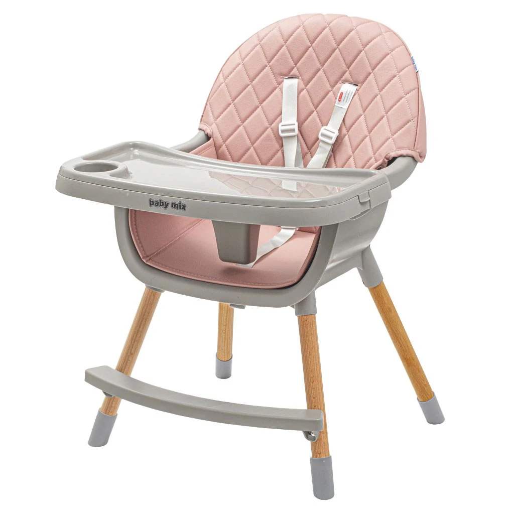 Jídelní židlička Baby Mix Freja wooden dusty pink