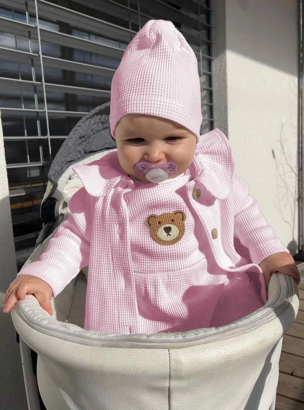 Kojenecký kabátek na knoflíky New Baby Luxury clothing Laura růžový, vel. 92 (18-24m)
