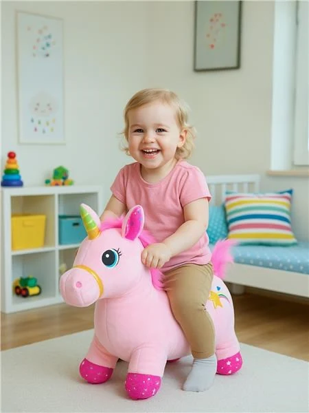 Plyšový skákací koník se zvukem Baby Mix Jednorožec