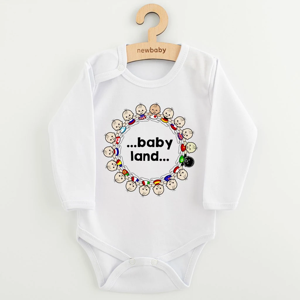 Dětské body s potiskem New Baby ...baby land..., vel. 68 (4-6m)