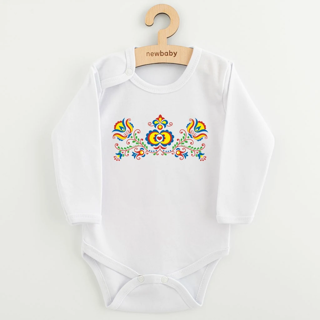 Dětské body s potiskem New Baby Lidový vzor, vel. 56 (0-3m)