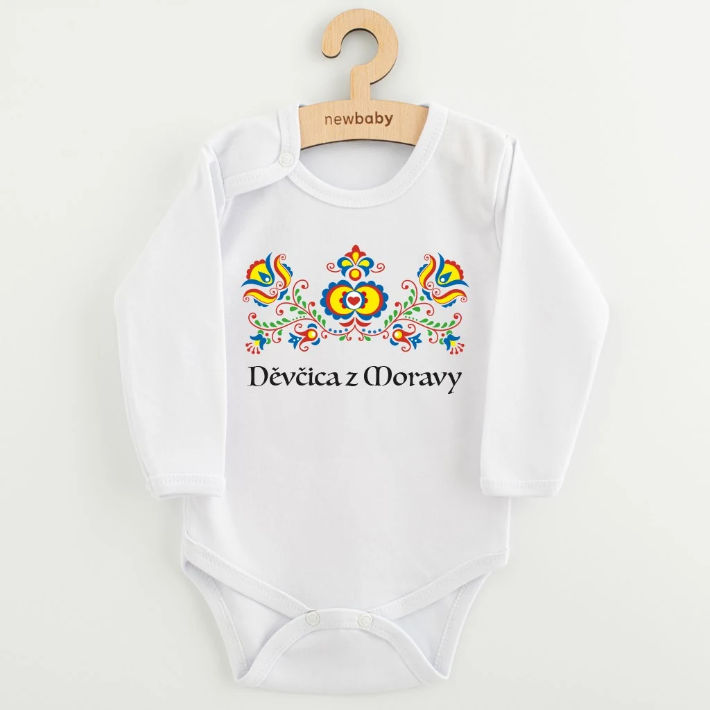 Dětské body s potiskem New Baby Lidový vzor Děvčica z Moravy, vel. 80 (9-12m)