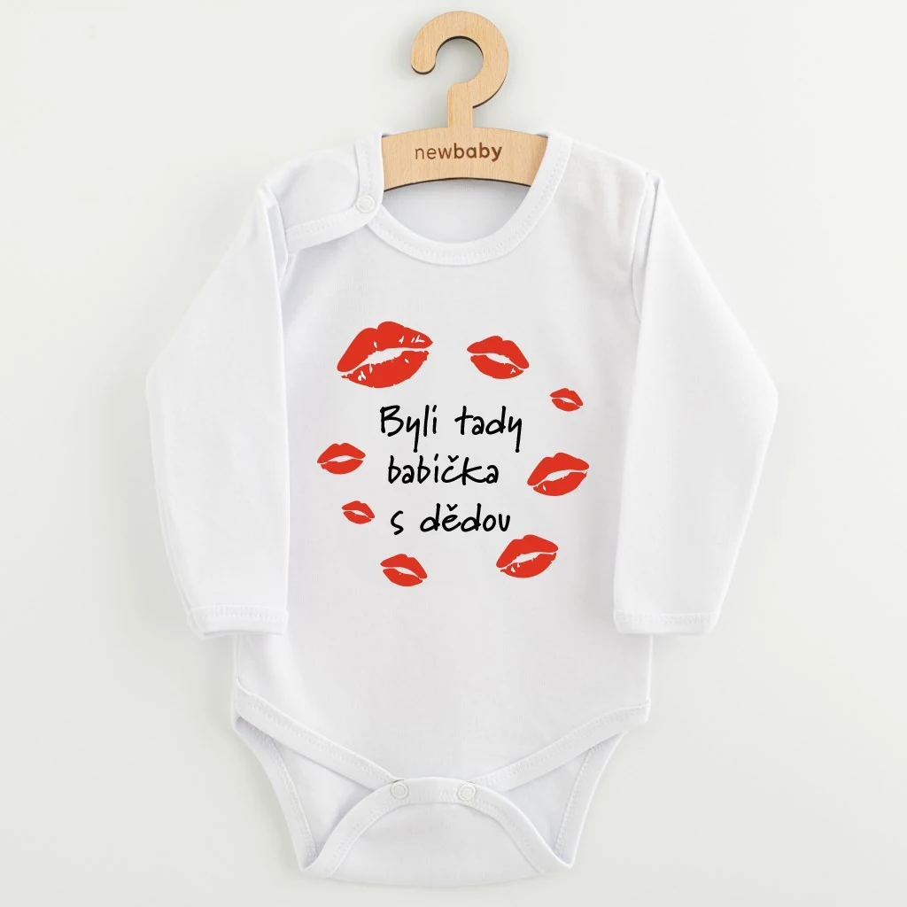 Dětské body s potiskem New Baby Byli tady babička s dědou, vel. 86 (12-18m)