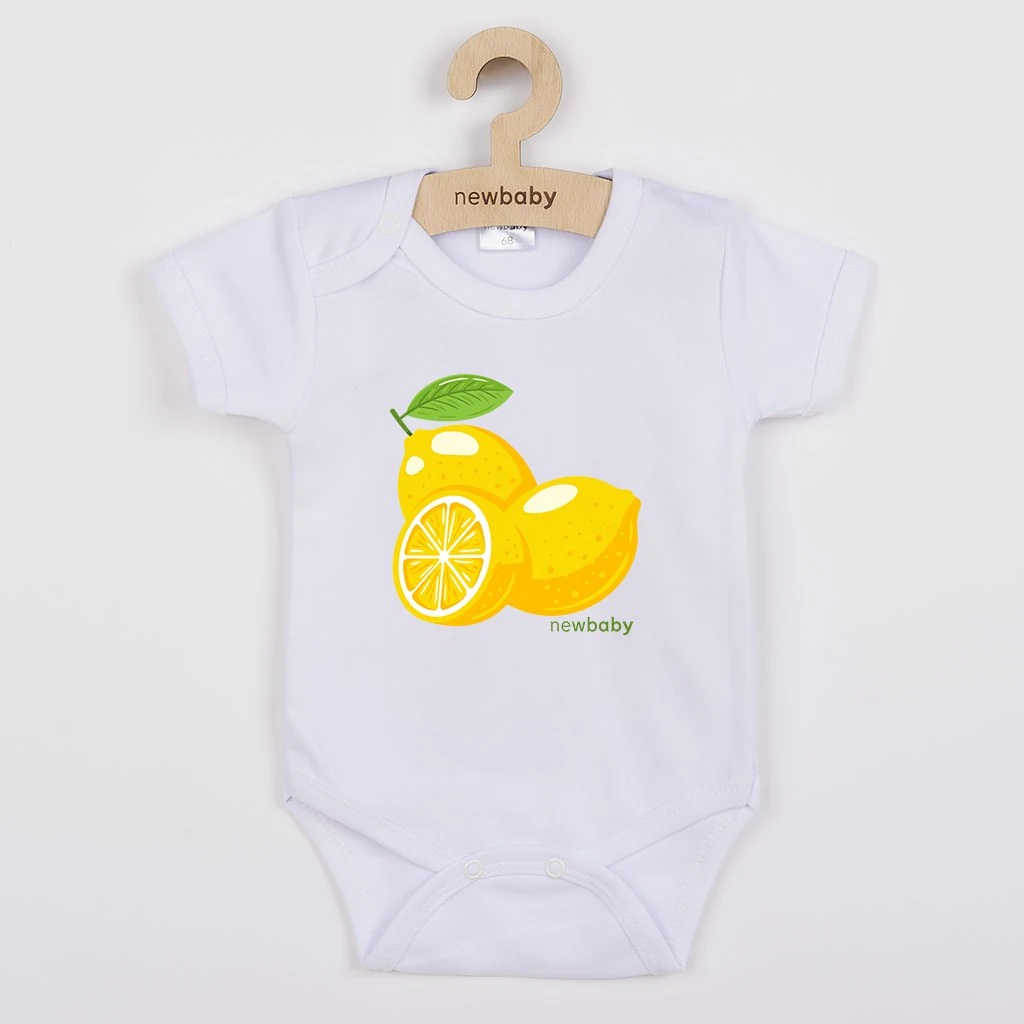 Dětské body s potiskem New Baby Lemon - krátký rukáv, vel. 74 (6-9m)