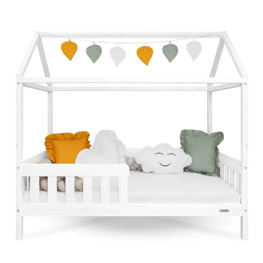 Dětská postel domeček se zábradlím a roštem New Baby CASTELLO 160x80 cm bílá