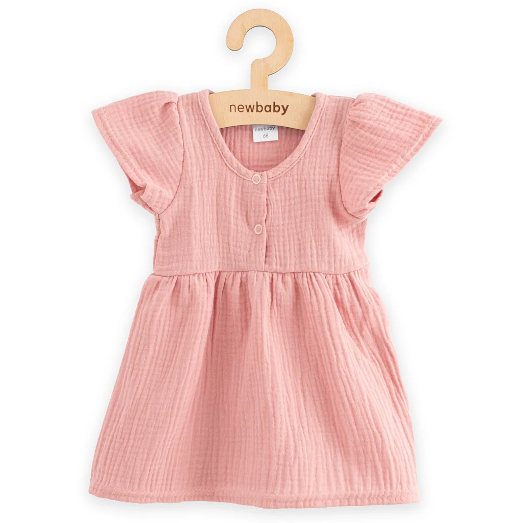 Kojenecké mušelínové šaty New Baby pink, vel. 80 (9-12m)