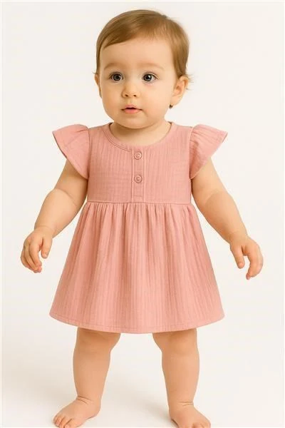 Kojenecké mušelínové šaty New Baby pink, vel. 80 (9-12m)
