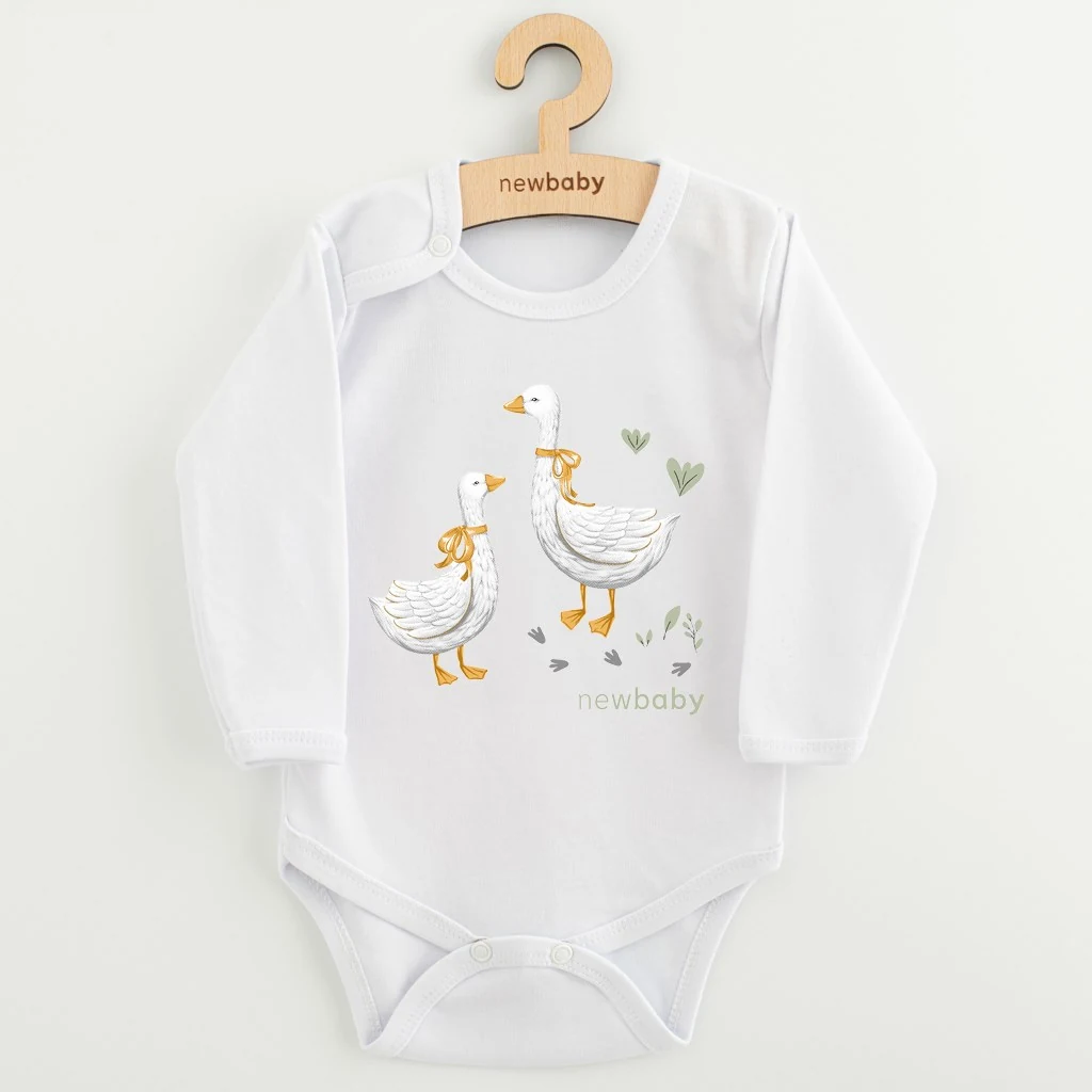 Dětské body s potiskem New Baby Husičky, vel. 56 (0-3m)