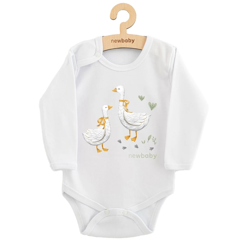 Dětské body s potiskem New Baby Husičky, vel. 56 (0-3m)