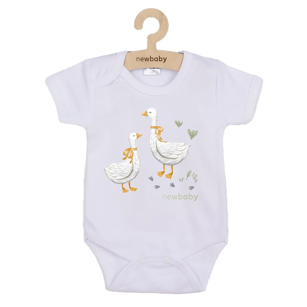 Dětské body s potiskem New Baby Husičky - krátký rukáv, vel. 56 (0-3m)