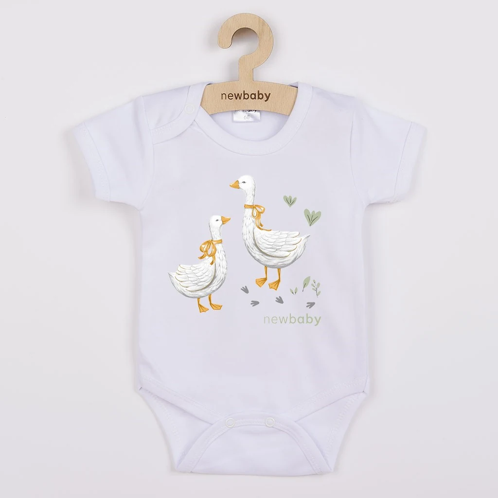 Dětské body s potiskem New Baby Husičky - krátký rukáv, vel. 74 (6-9m)