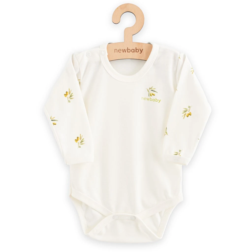Kojenecké body s dlouhým rukávem z organické bavlny New Baby Olivy, vel. 74 (6-9m)