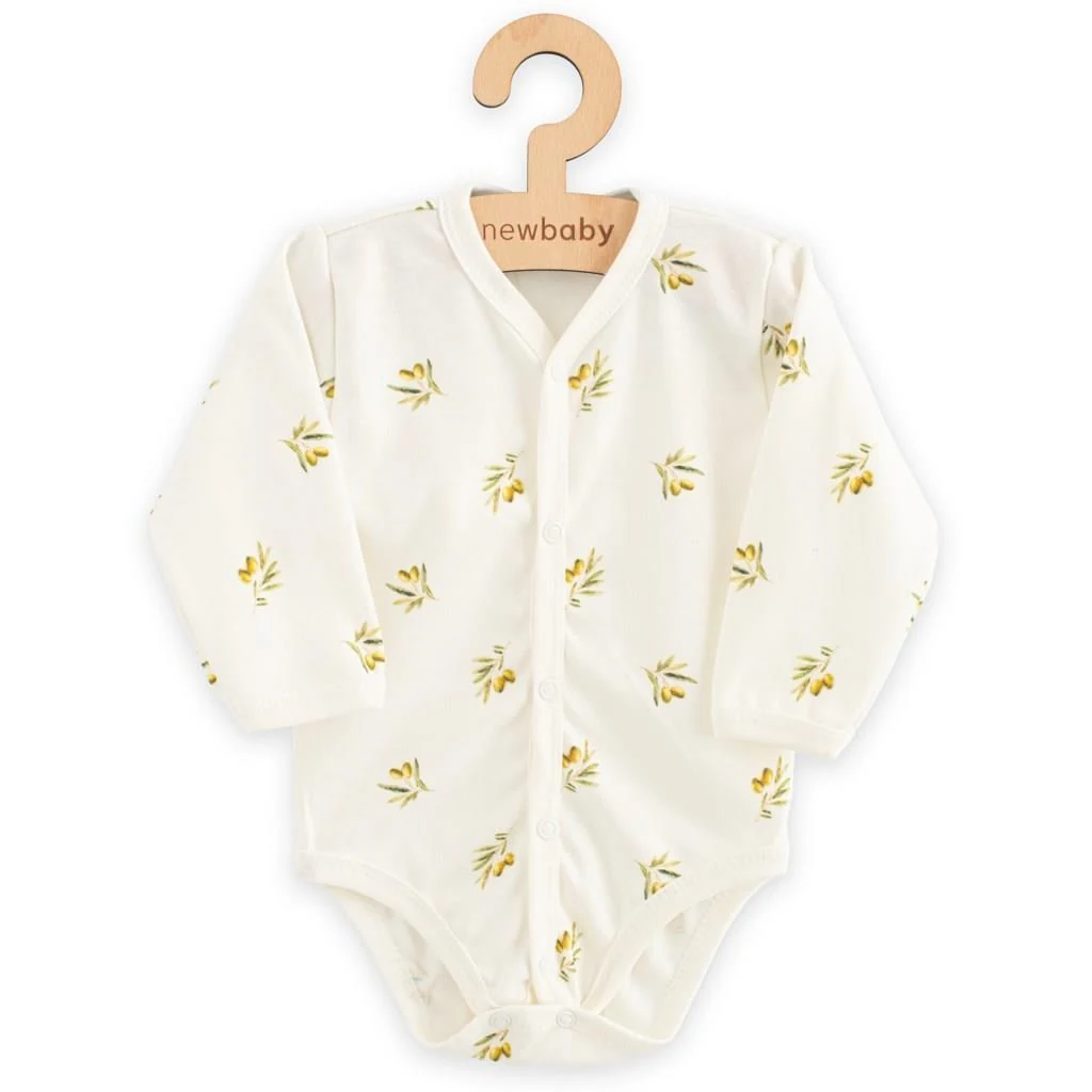 Kojenecké celorozepínací body s dlouhým rukávem z organické bavlny New Baby Olivy, vel. 62 (3-6m)