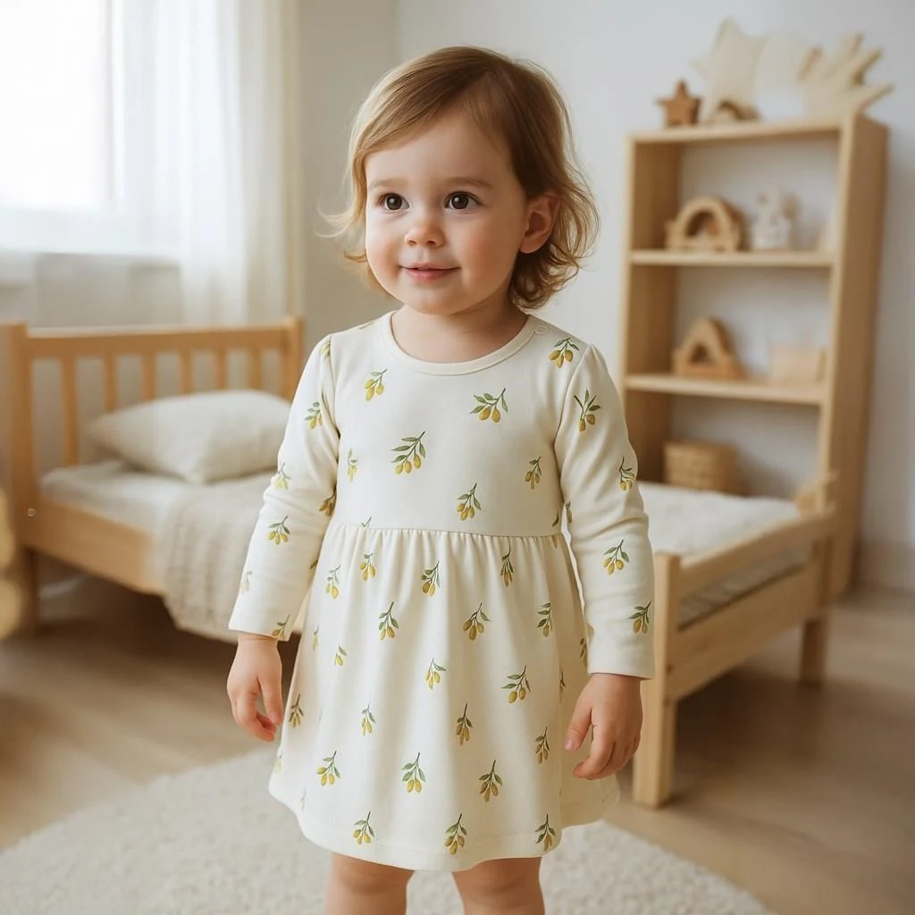 Kojenecké šaty z organické bavlny s dlouhým rukávem New Baby Olivy, vel. 74 (6-9m)