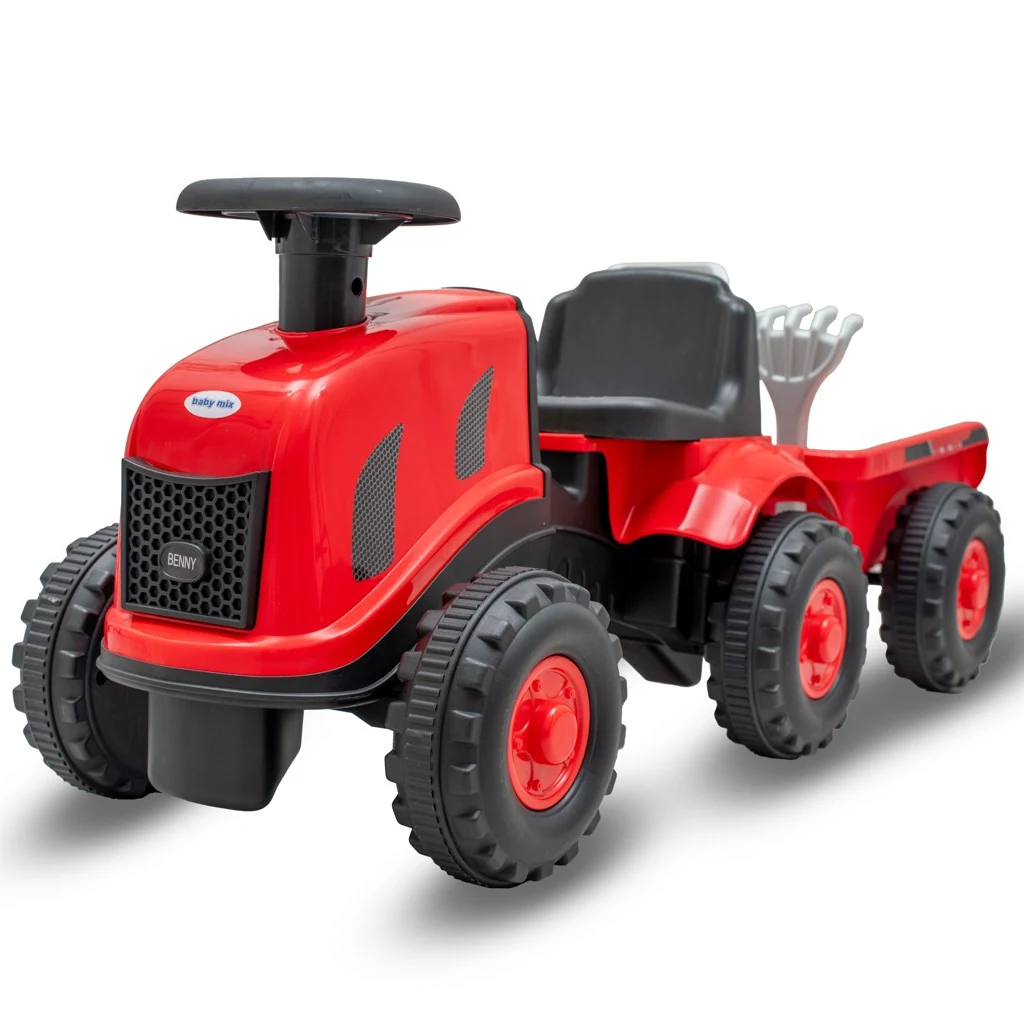 Dětské odrážedlo traktor s vlečkou Benny Baby Mix červený